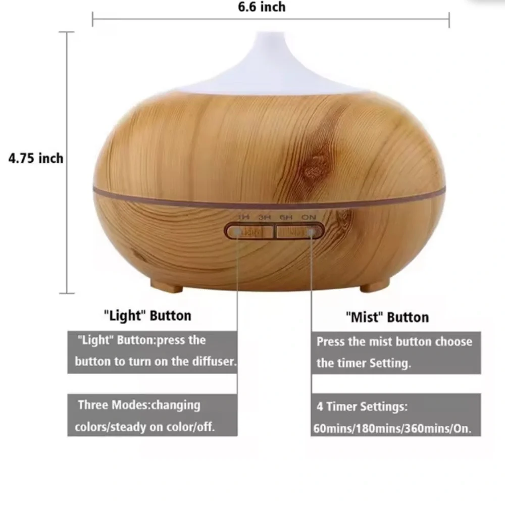 Wood Grain Essential Oil Diffuser with Remote